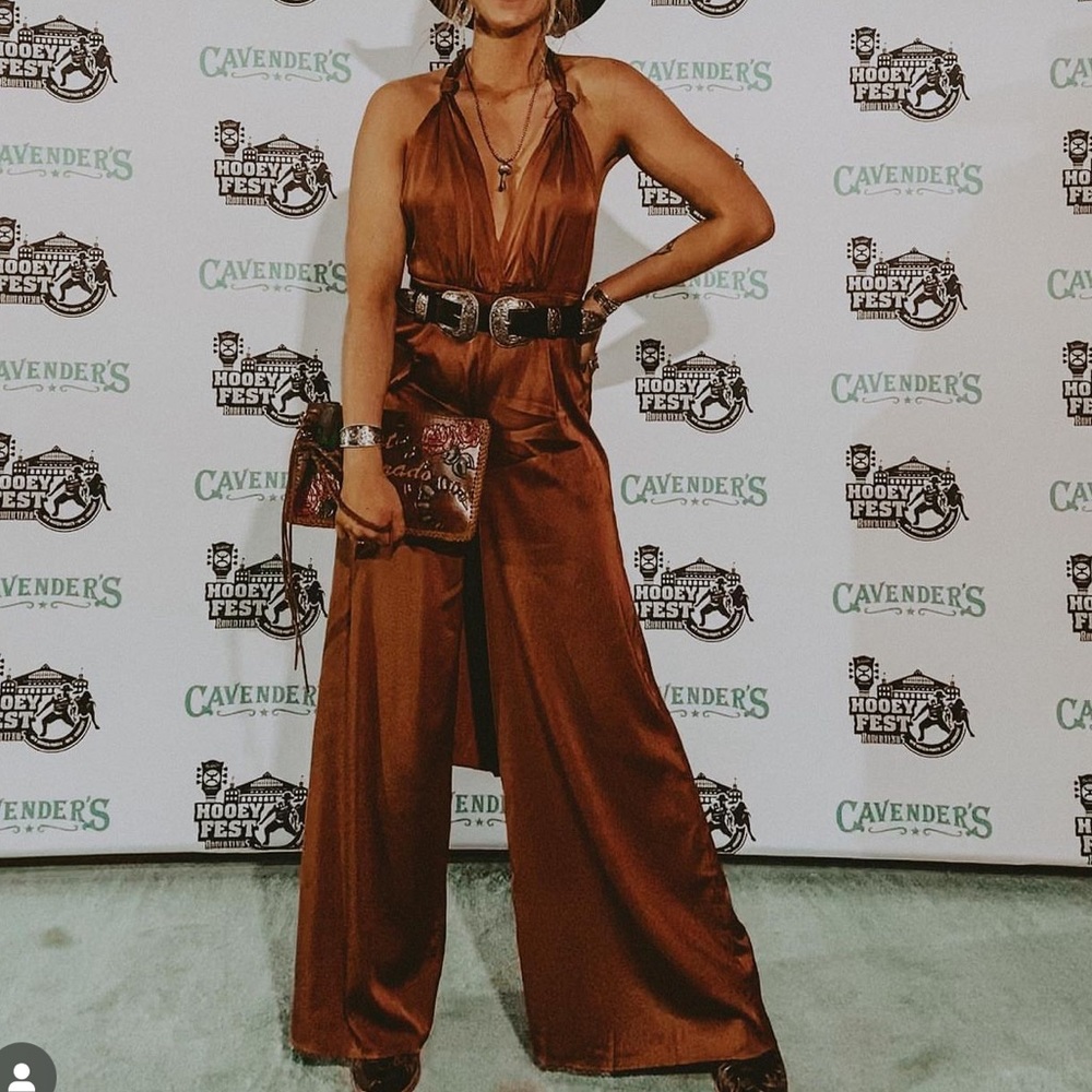 Women’s Satin Wrap Jumpsuit with open back